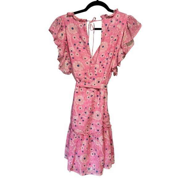 Revolve Oliphant Pink Flirty Floral Ruffle Hem Dress Size XL - Picture 7 of 8